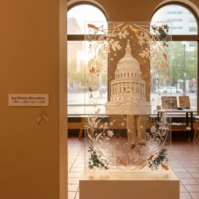 Austin insider's guide to Reji Thomas' "Restoration" at Old Bakery & Emporium: Veterans Month spotlight, glass secrets, and how to see it best