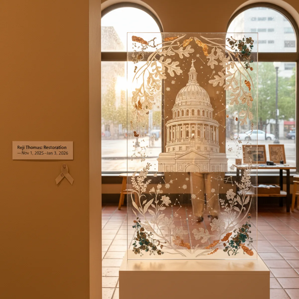 Austin insider's guide to Reji Thomas' "Restoration" at Old Bakery & Emporium: Veterans Month spotlight, glass secrets, and how to see it best